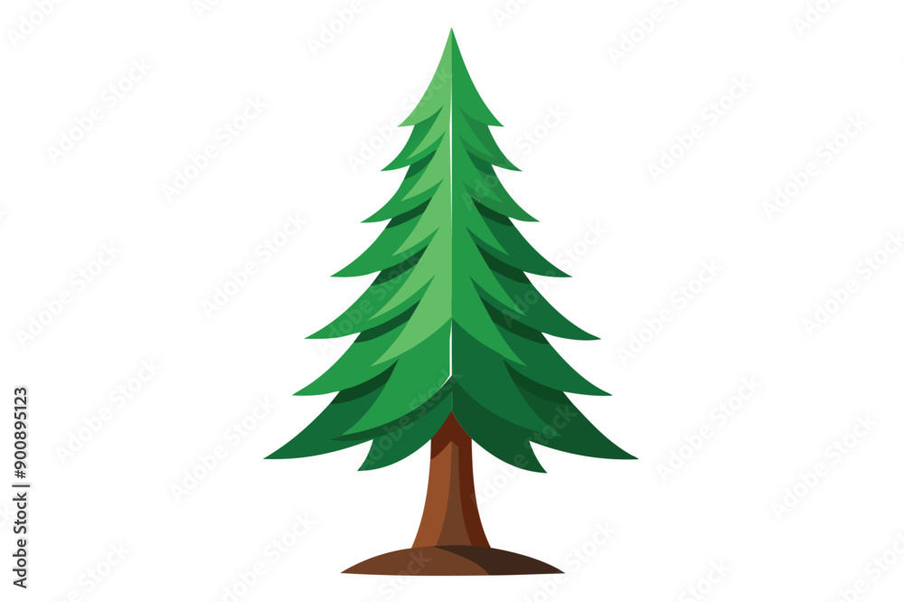 Obraz premium Pine tree Isolated flat vector illustration 