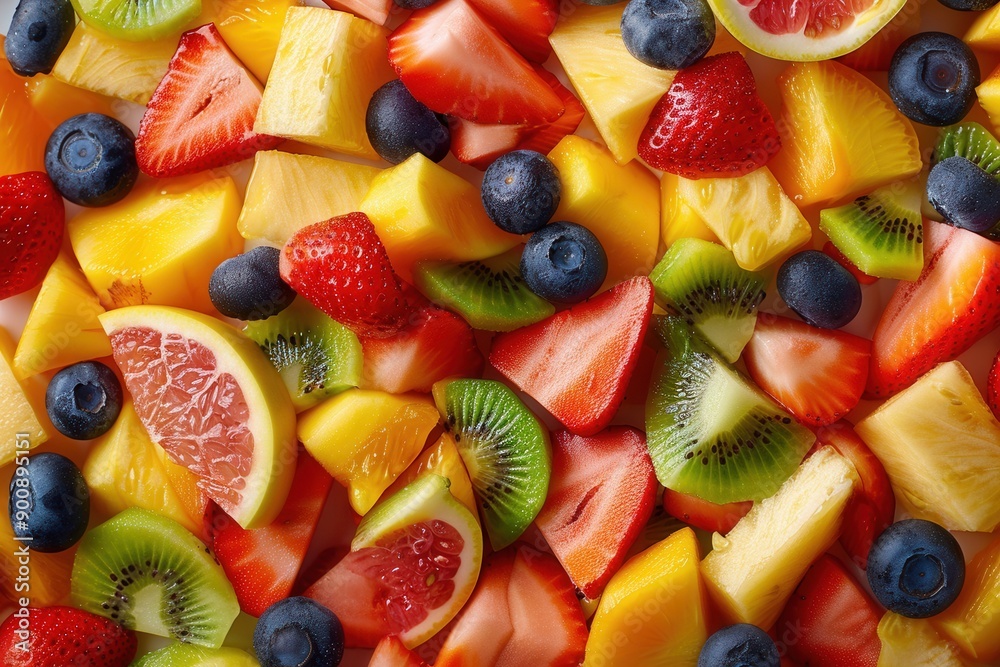 Fresh and Colorful Fruit Salad. High-Detailed Refreshing Summer Treat Concept Fresh and Colorful Fruit Salad. High-Detailed Refreshing Summer Treat Concept
