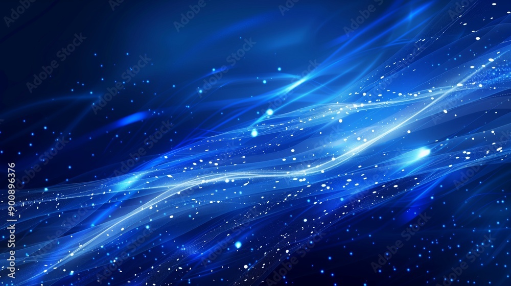 Fototapeta premium Abstract Blue Flowing Light Waves Background Illustration for Technology and Digital Themes