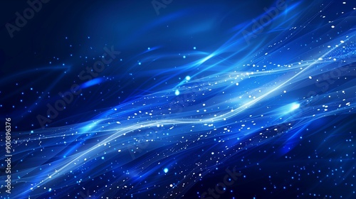 Abstract Blue Flowing Light Waves Background Illustration for Technology and Digital Themes © Qstock