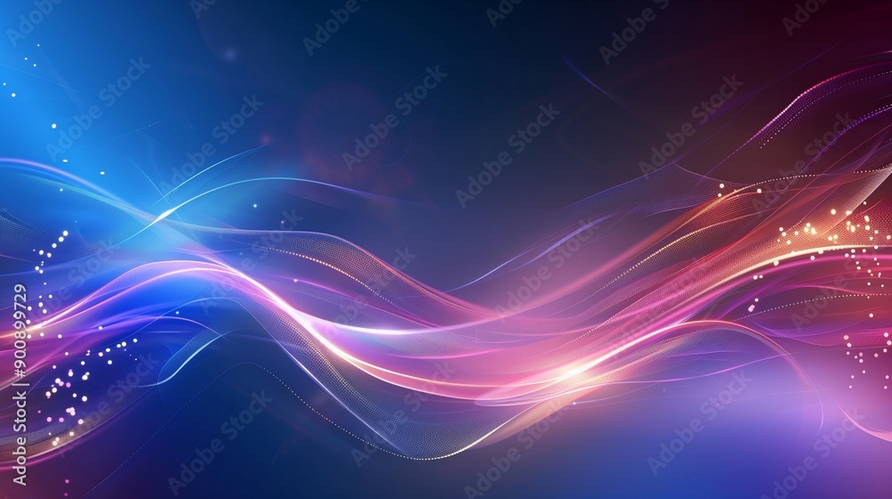 Fototapeta premium Vibrant Abstract Digital Wave Background with Sparkling Light Effects