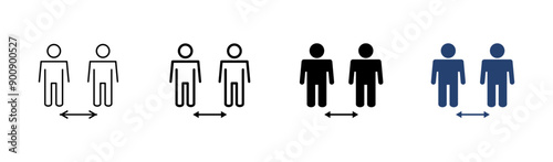 Social distance icon set. social distancing icon. self quarantine sign