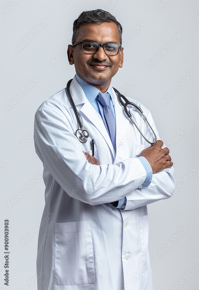 Smiling Doctor with Stethoscope and Arms Crossed Smiling Doctor with Stethoscope and Arms Crossed