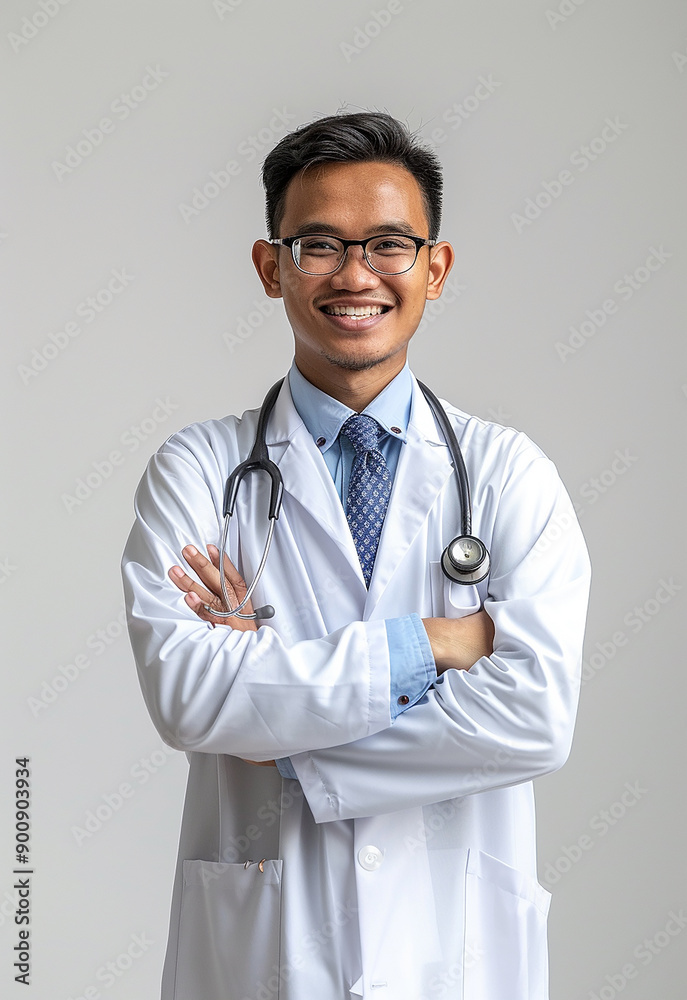 Smiling Doctor with Stethoscope and Arms Crossed Smiling Doctor with Stethoscope and Arms Crossed