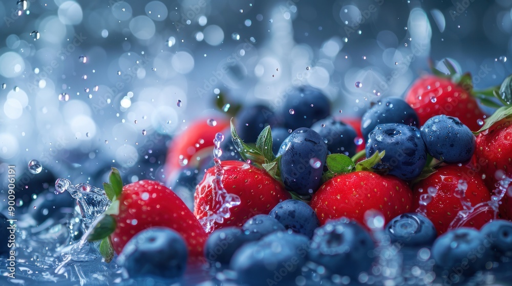 Fresh Berries Splashing in Water Fresh Berries Splashing in Water