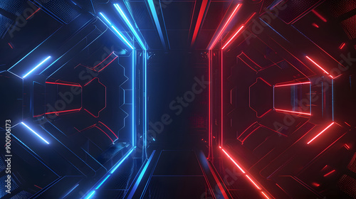 A dynamic and futuristic arena with neon lights, perfect for gaming, esports, and virtual reality. It has a hightech, scifi atmosphere that creates an immersive experience