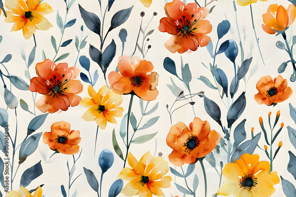 Seamless flower pattern, continuous background Seamless flower pattern, continuous background
