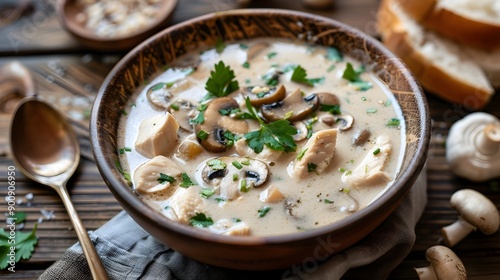 Creamy Thai Coconut Chicken Soup with Lemongrass and Mushrooms