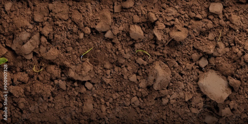 Close-up of Brown Soil with Green Sprout Close-up of Brown Soil with Green Sprout