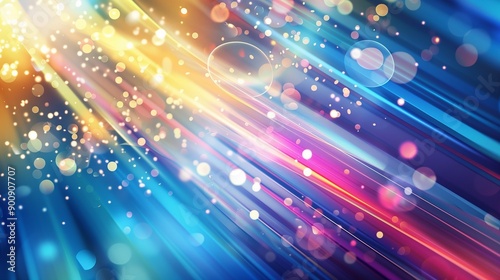 Vibrant Abstract Light Trails with Bokeh Effect - Energetic Multicolor Illustration for Celebration, Marketing, and Design