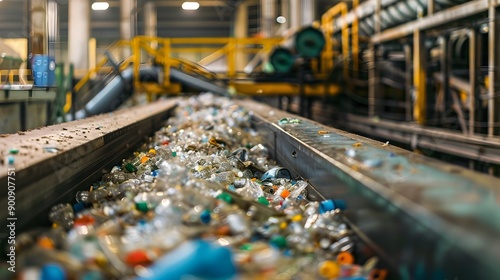 Detailed View of Plastic Waste Sorting and Recycling Process