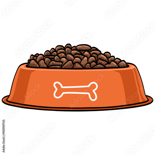 Dog Food Bowl Drawing Vector Illustration