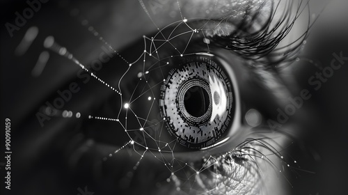 Eye and Biometric Patterns Emphasizing Security Identification Technology photo