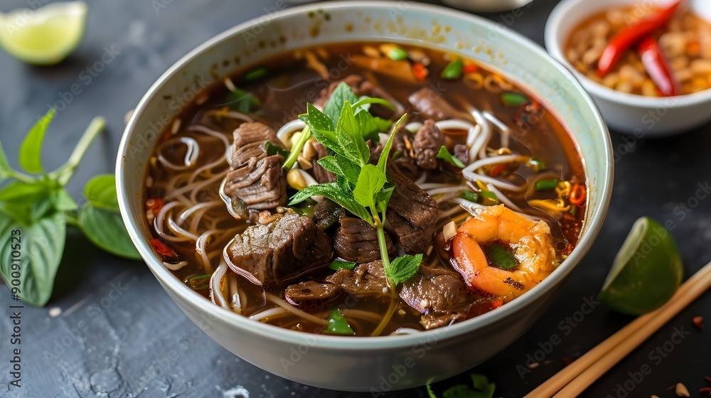 Flavorful Thai Boat Noodle Soup with Aromatic Broth Flavorful Thai Boat Noodle Soup with Aromatic Broth