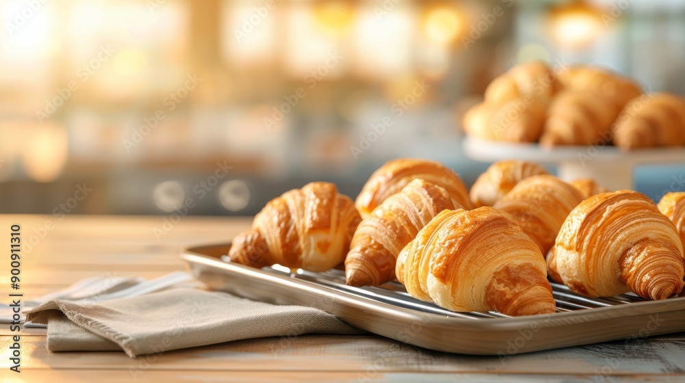 Croissant on a wooden table