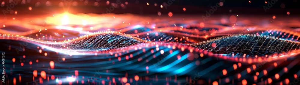 Abstract Digital Waveforms with Glowing Lights Abstract Digital Waveforms with Glowing Lights