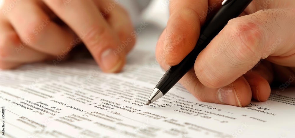 Close up view of businessman hand signing business agreement paper document. Close up view of businessman hand signing business agreement paper document.
