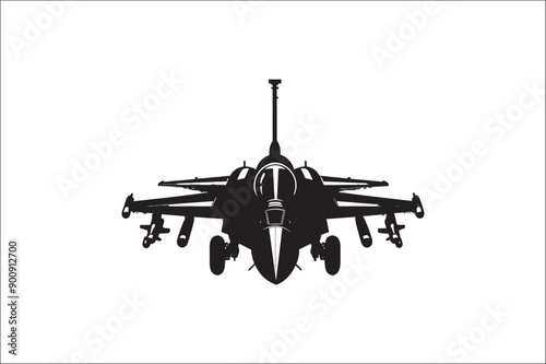 Fighter jet vector illustration on white background. Black Fighter jet vector illustration on white background. 