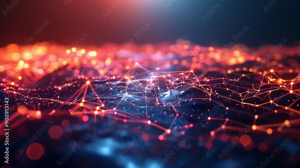 Abstract Digital Network with Glowing Connections Abstract Digital Network with Glowing Connections