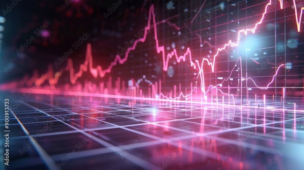 Digital Financial Graph with Red Lines Digital Financial Graph with Red Lines