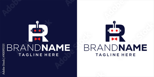 Creative Letter R Logo Design Negative Space Robot, Design Inspiration, Illustration, Vector