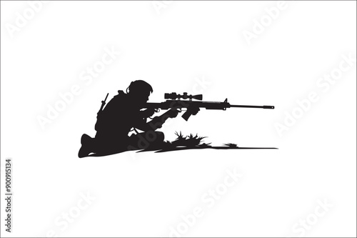 Sniper soldier silhouette military, target, sniper soldier silhouette vector design, sniper vector.