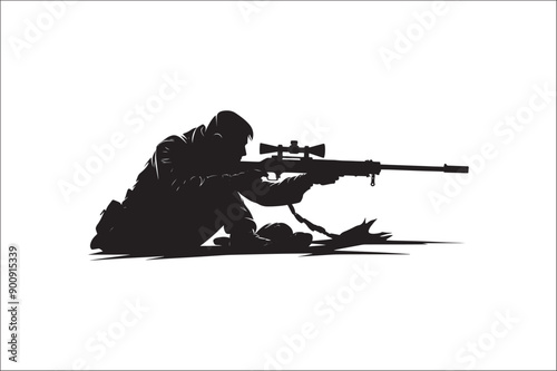 Sniper soldier silhouette military, target, sniper soldier silhouette vector design, sniper vector.