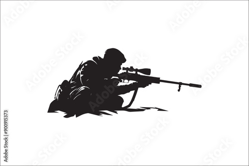 Sniper soldier silhouette military, target, sniper soldier silhouette vector design, sniper vector.