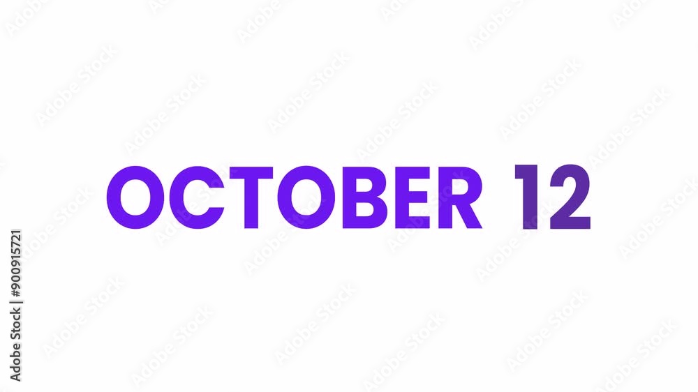 12th October calendar icon animation. Alpha matte with transparent background 4K resolution. 12th October calendar icon animation. Alpha matte with transparent background 4K resolution.