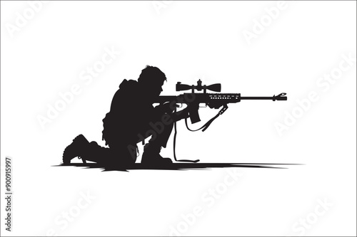 Sniper soldier silhouette military, target, sniper soldier silhouette vector design, sniper vector.