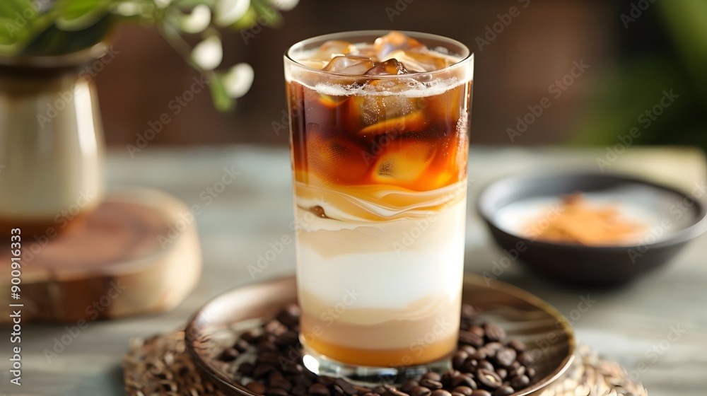 Refreshing Layers of Thai Iced Tea in a Glass Refreshing Layers of Thai Iced Tea in a Glass