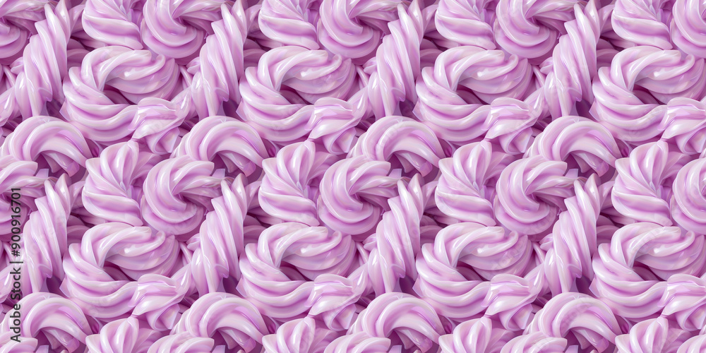 Fototapeta premium A cute and dreamy background of close-up of spiral shaped pastel purple licorice twists, each piece showcasing its smooth texture and glossy finish. 