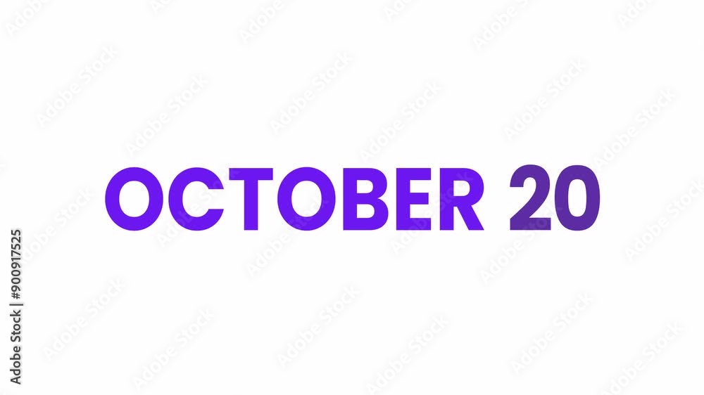 20th October calendar icon animation. Alpha matte with transparent background 4K resolution. 20th October calendar icon animation. Alpha matte with transparent background 4K resolution.