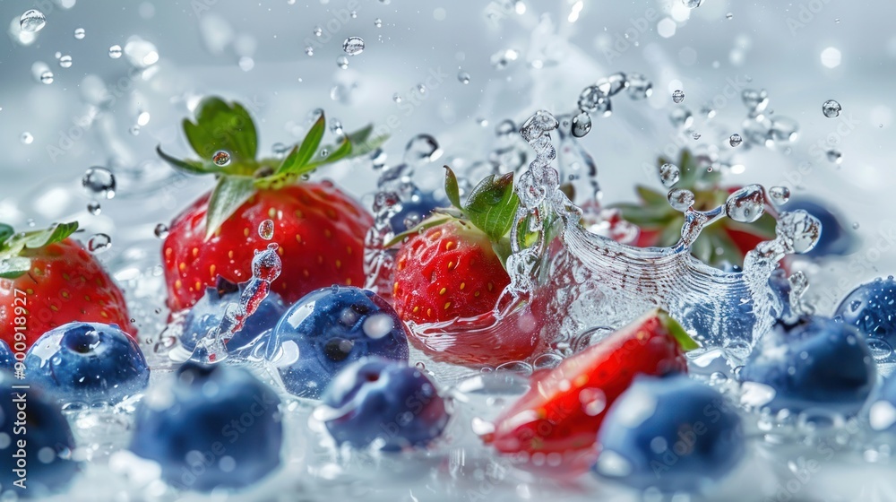 Fresh Berries Splashing in Water Fresh Berries Splashing in Water