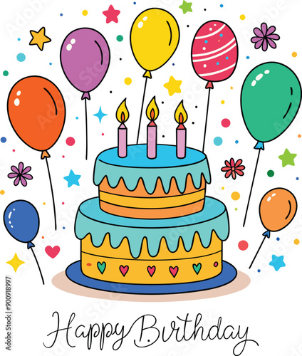 Happy Birthday Day greeting Card vector illustration