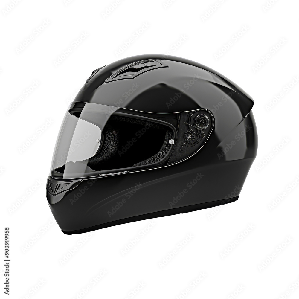 Sleek Black Motorcycle Helmet Showcase With Visor Displayed on a White Background Sleek Black Motorcycle Helmet Showcase With Visor Displayed on a White Background