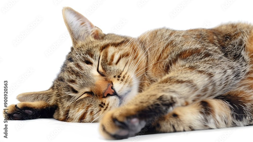 Obraz premium Cat is sleeping Isolated on white background : Generative AI