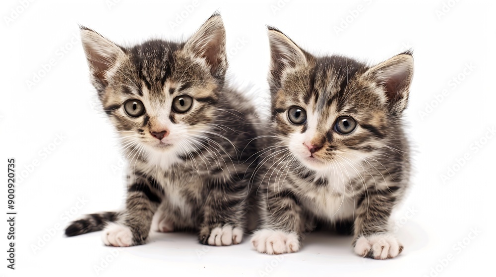 Two small kittens isolated on a white background : Generative AI Two small kittens isolated on a white background : Generative AI