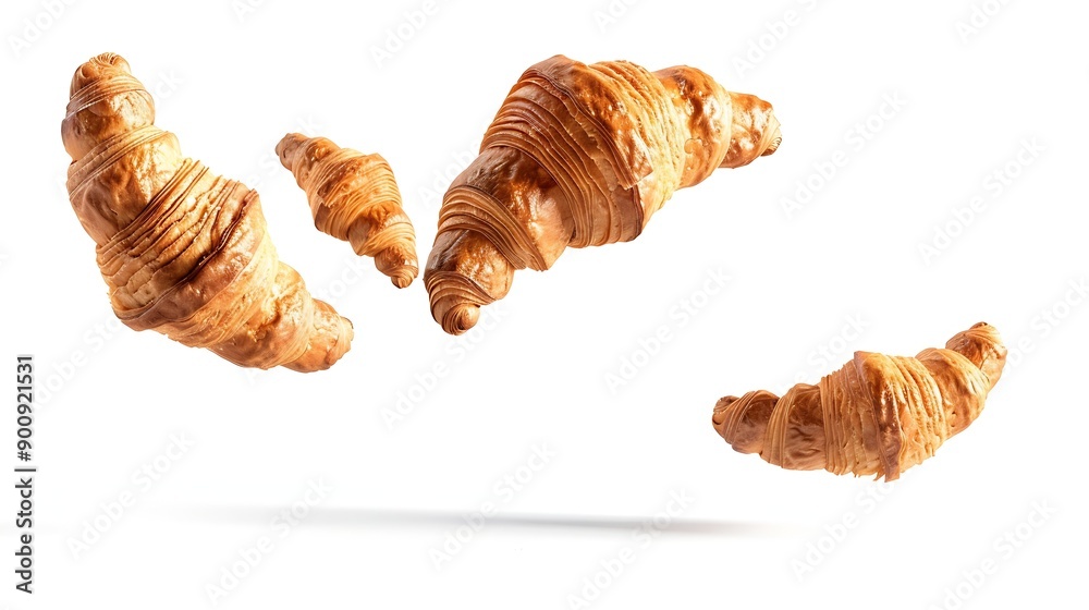 Freshly baked croissant flying in air isolated on white background French pastry croissants floating Buttered bread croissants flying in air isolated : Generative AI Freshly baked croissant flying in air isolated on white background French pastry croissants floating Buttered bread croissants flying in air isolated : Generative AI