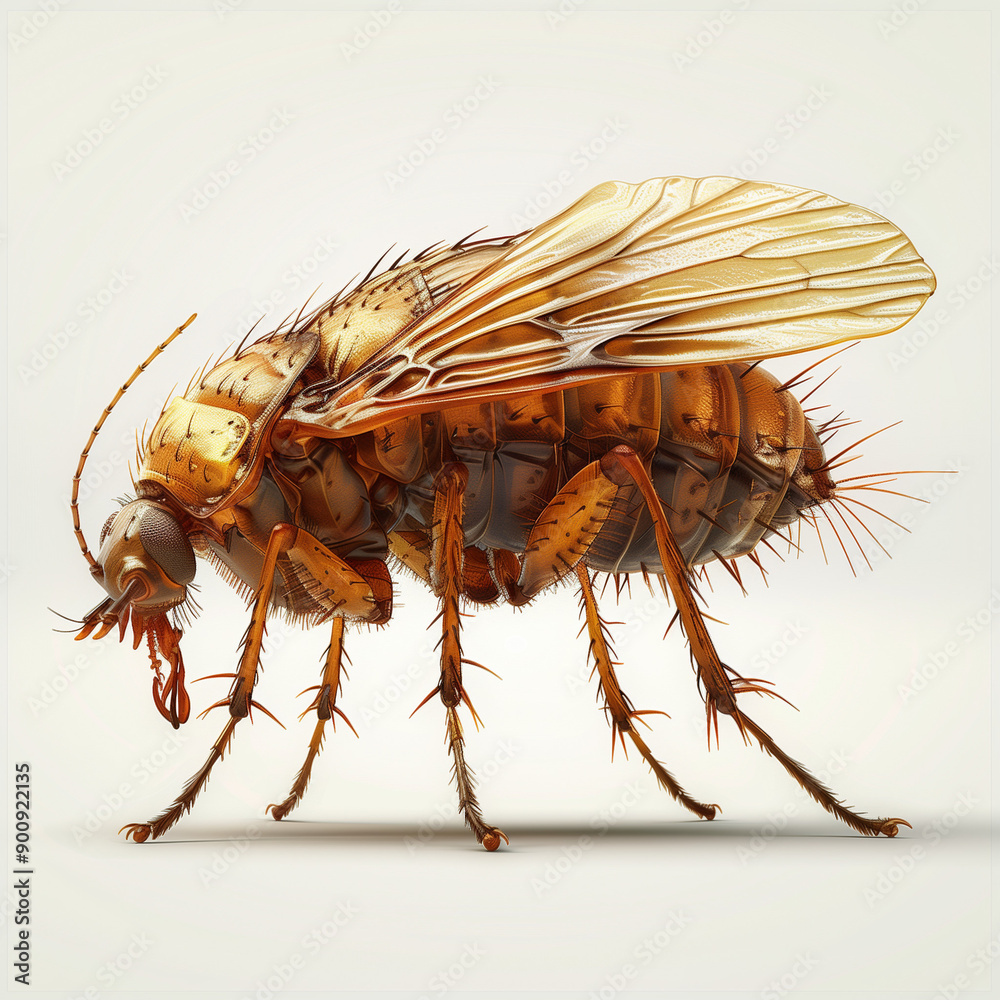 Fototapeta premium 3D Flea Icon Vector Full Body Against a White Background