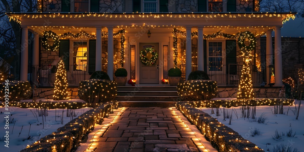 Obraz premium Christmas decorated lights in the night at home