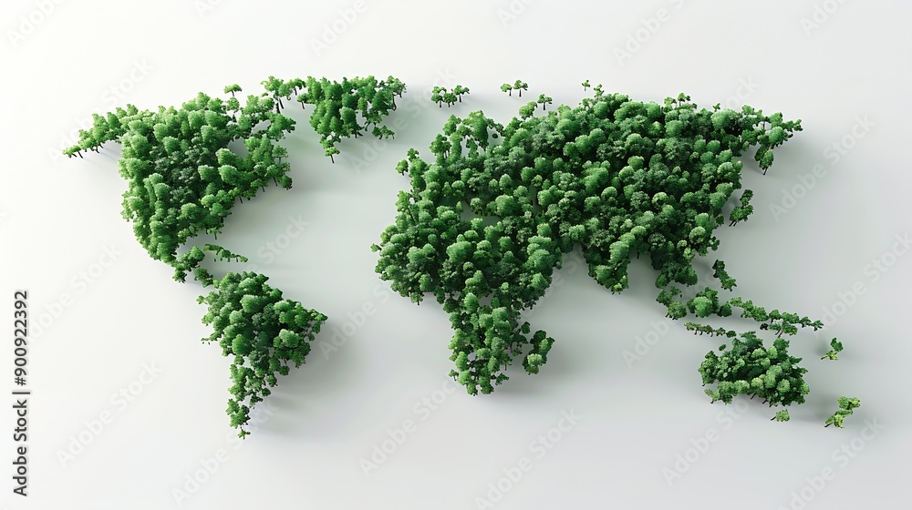 Green World Map 3D tree or forest shape of world map isolated on white background World Map Green Planet Earth Day or Environment day Concept World Forestry Day : Generative AI Green World Map 3D tree or forest shape of world map isolated on white background World Map Green Planet Earth Day or Environment day Concept World Forestry Day : Generative AI