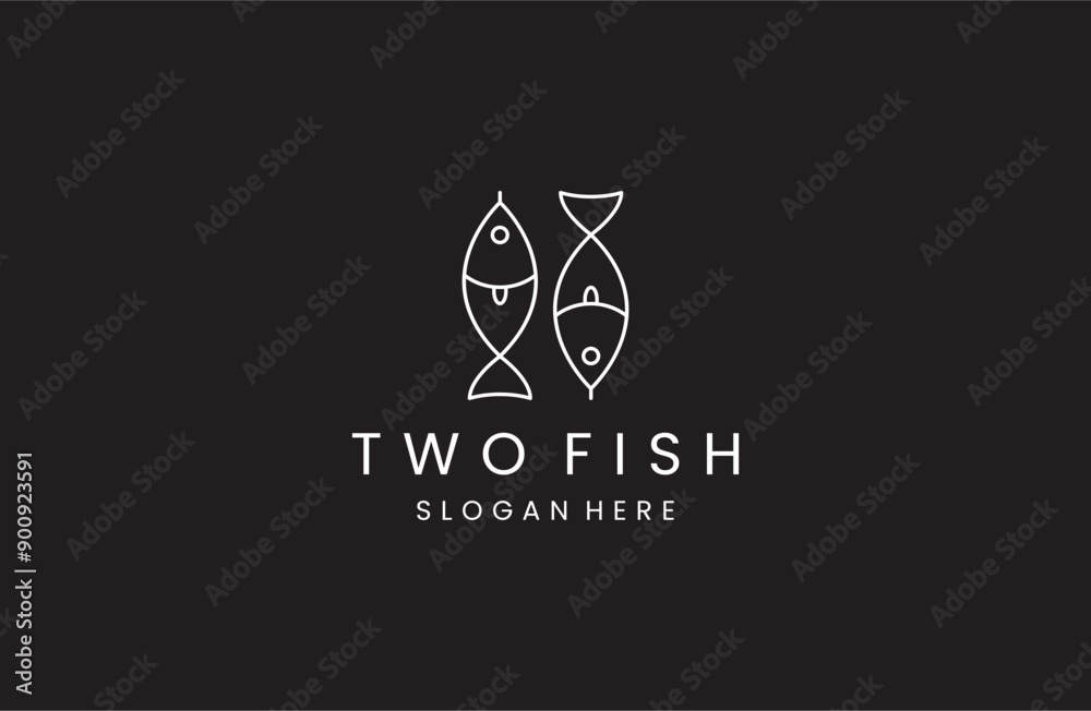 Fototapeta premium simple two fish mirrored logo icon vector inspiration