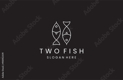 simple two fish mirrored logo icon vector inspiration