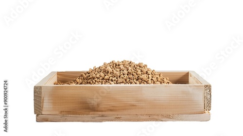 Wooden filler for cat litter box isolated on white background : Generative AI photo