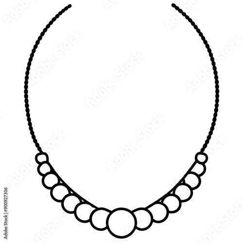 black pearl necklace isolated on white