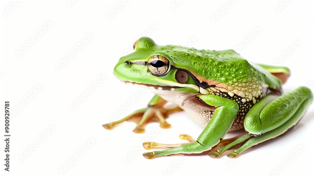 Small green frog isolated European tree frog isolated on white background Hyla arborea : Generative AI Small green frog isolated European tree frog isolated on white background Hyla arborea : Generative AI