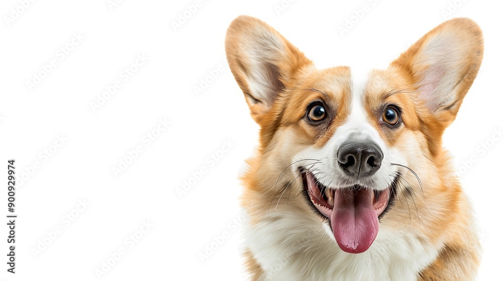 smiling corgi dog with tongue out on white background : Generative AI smiling corgi dog with tongue out on white background : Generative AI