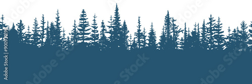 Coniferous forest, seamless border, isolated on white background3.eps
