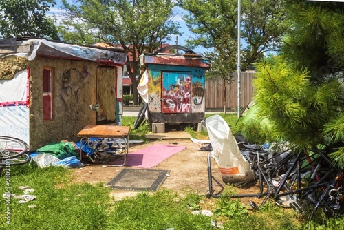 Canvas Print A  fragment of a homeless encampment in the city of Toronto